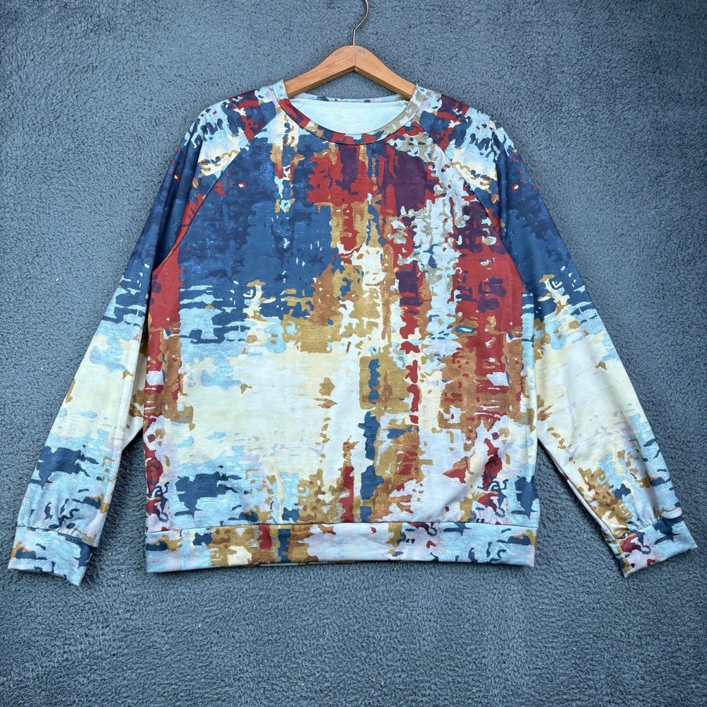 Unbranded‎ Women Abstract Painterly Print Raglan Long Sleeve Sweatshirt